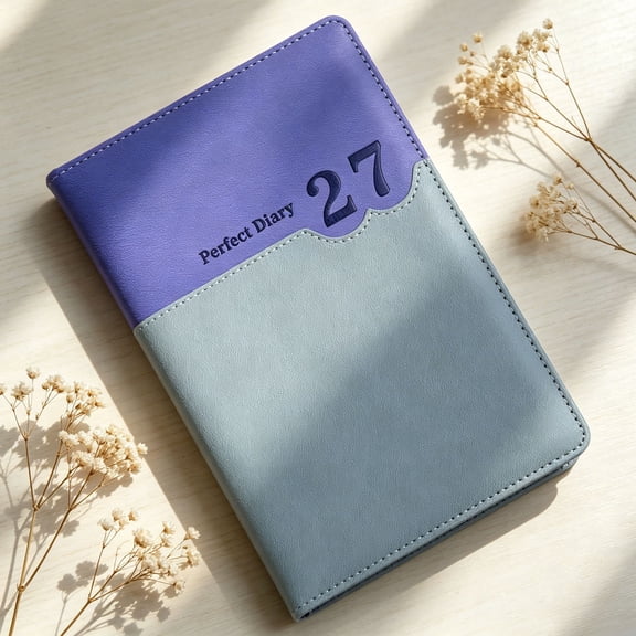 2027 Agenda Book, Two-Tone Color Blocking Hardcover Daily Weekly Monthly Planner with Index Tabs, 365+ Pages Thick Paper for Time Management, Professional for Students, Purple