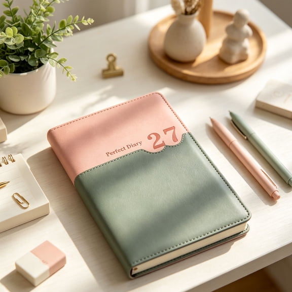 2027 Agenda Book, Two-Tone Color Blocking Hardcover Daily Weekly Monthly Planner with Index Tabs, 365+ Pages Thick Paper for Time Management, Professional for Students, Pink