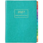 2027 Appointment Book Planner - Large 2027 Daily Hourly Planner, Jan. 2027 - Dec. 2027, 8.5" x 11", Appointment Book with 15-Minute Interval, Thick Paper, Pocket, Turquoise