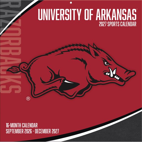 2027 Arkansas Razorbacks, 12x12 Team Wall Calendar, 12"x12", Multicolor