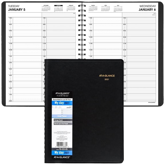 2027 At-A-Glance 70-222-05 2-Person Daily Appointment Book, 8 x 11"