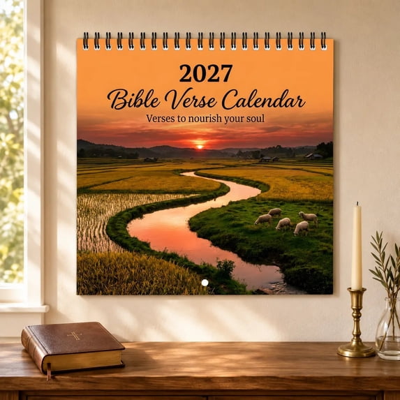 2027 Bible Verse Wall Calendar, Monthly Scripture Planner With Peaceful Scenery, Inspirational Christian Calendar For Home Office Wall Decor Daily Planning And Holiday Gifting