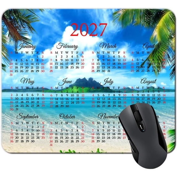 Computer Placemat 2027 Calendar Mouse Pad, HD Clear Font, Non-Slip Rectangular Mouse Mat ...