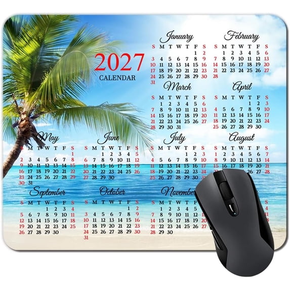 Computer Placemat 2027 Calendar Mouse Pad, HD Clear Font, Non-Slip Rectangular Mouse Mat ...