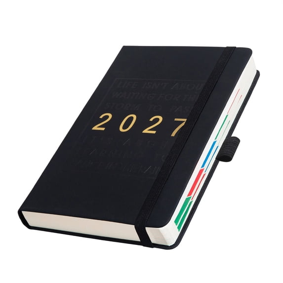 2027 Calendar Planner, 5.51"x8.35" Weekly Monthly Schedule Book with Tabs (Black)