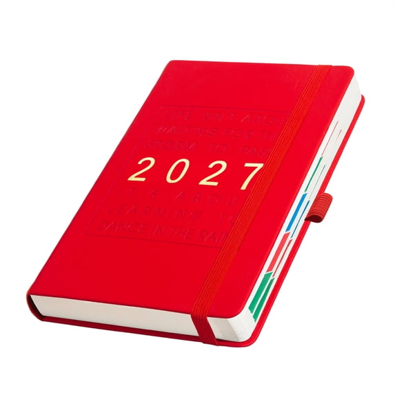 2027 Calendar Planner, 5.51"x8.35" Weekly Monthly Schedule Book with Tabs (Red)