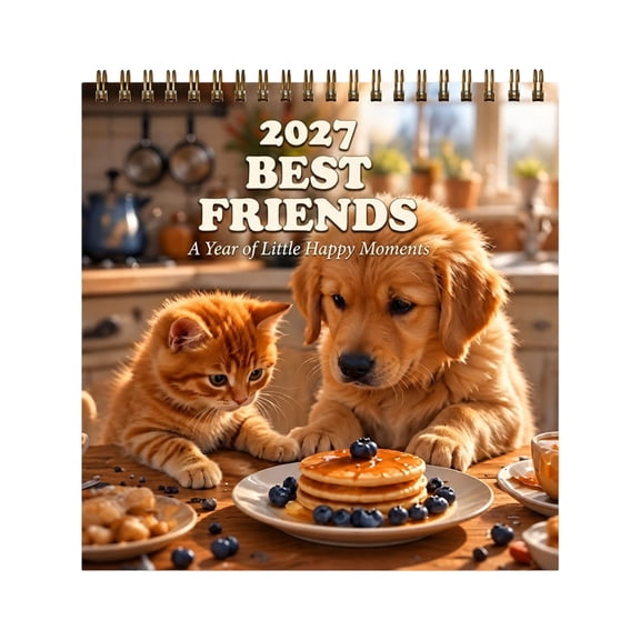 2027 Cat and Dog Companion Wall Calendar, 12 Month Monthly Planner with Cute Pet Photos for Home