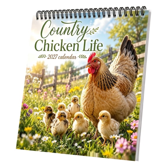2027 Chicken Wall Calendar, 12 Month Farm Photography Calendar with Monthly Planning Pages Hanging Hook and Easy Wall Display, Kitchen Office Bedroom Home Decor for Chicken Farmhouse Enthusiasts