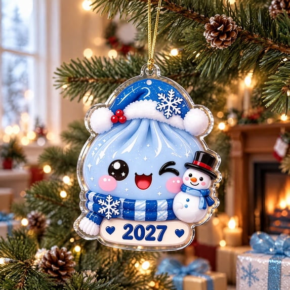 2027 Christmas Bao Bun Hanging Ornament Christmas Decor , 2d Flat Christmas Tree Decorations, Multiple Designs Christmas Dumplings for Xmas Tree, Window, Door