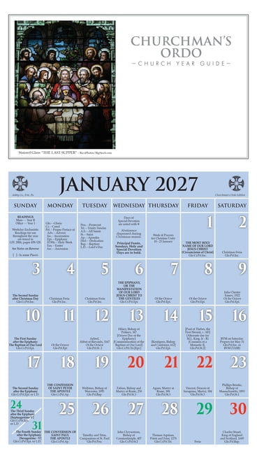 2027 Churchman's Ordo Kalendar: January 2027 Through December 2027, (Paperback)
