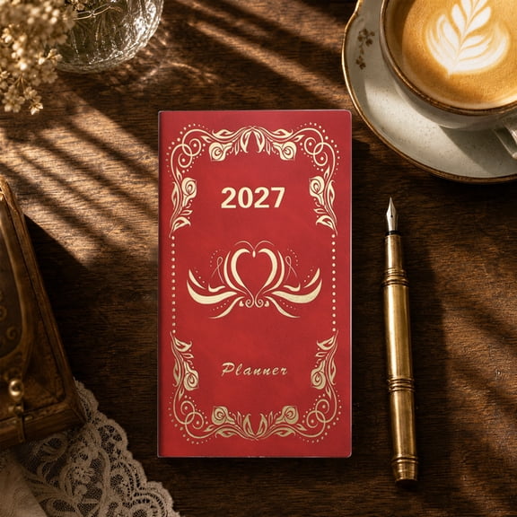 2027 Daily Planner, 2027 Portable Notebook, Lined Journal with Daily Plan Space, Compact Size 6.8x3.7 In, for Work, Office, Note Taking
