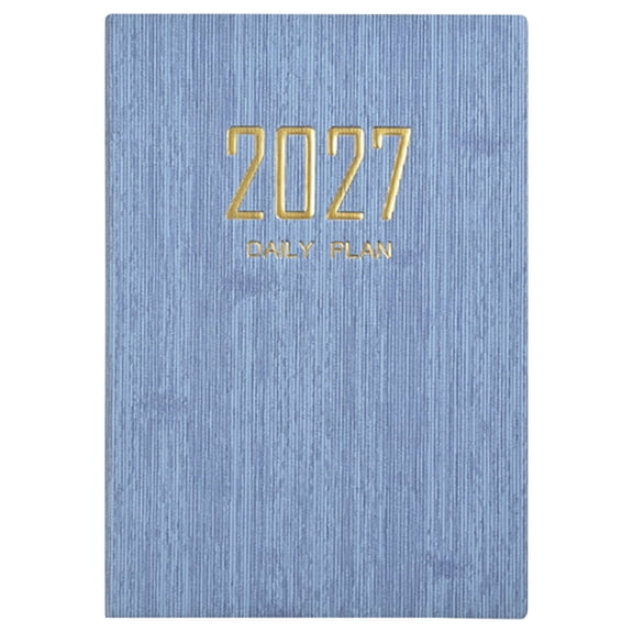 2027 Daily Planner Notebook, A5 Medium-Sized Organizer for Home Office Plannig Note-taking & Outdoor Travel Diary, PU Leather Hardcover, 2027 Weekly and Monthly Planner Calendar, 1Pc(Blue,8.2x5.7")