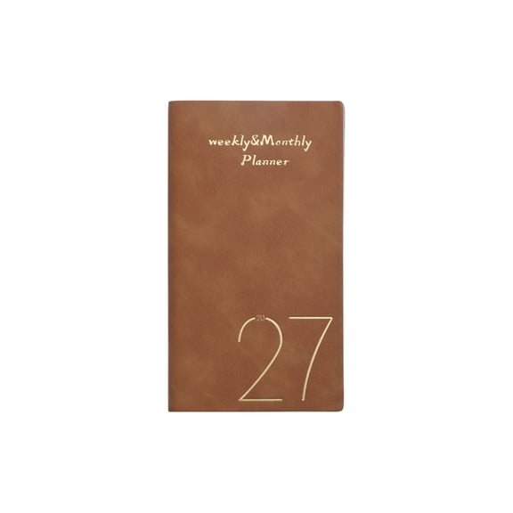 2027 Daily Planner Notebook, A6 64 Sheets Undated to Do List Daily Weekly Monthly Goals Tracker Pocket Notebook for Office Home Study Work Time Management Fitness Habit (Brown)