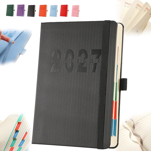 2027 Daily Planner One Page Per Day Date Book, Dual Schedule Organizer, Hardcover Appointment Notebook, Black