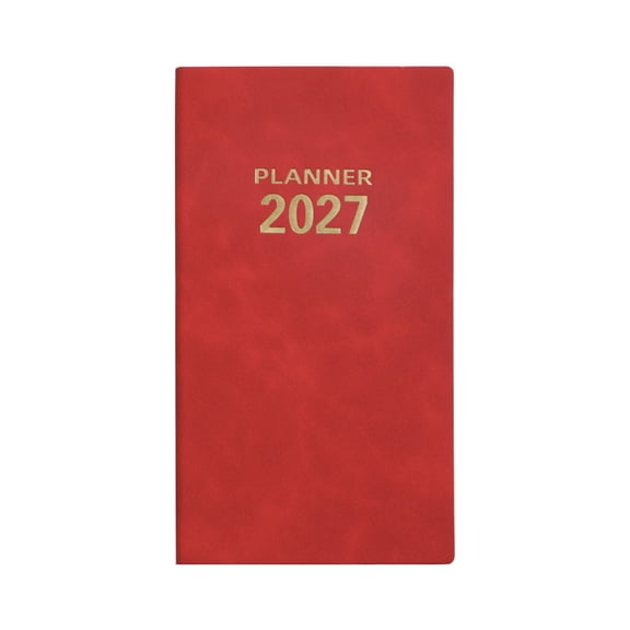 2027 Daily Planner Portable Notebook Red 6.8x3.7 Inches Lined Journal For Goal Setting And Task Management