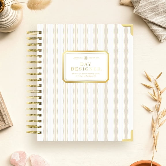 Day Designer 2027 Daily & Monthly Planner, 7.4"x 9.5", Ticking Stripe