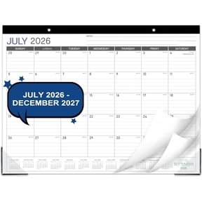 2027 Desk Calendar - Desk/Wall Calendar, Jul 2026 - Dec 2027, 14.6" x 11.5" | Desk Calendars 18 Month with Corner Protectors, Large Ruled Blocks, Thick Paper, Desktop Calendar for Daily Organizer