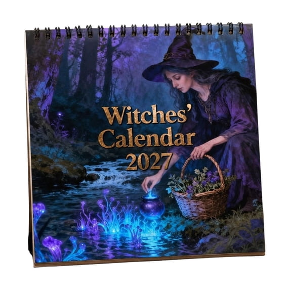 2027 Desk Calendar, Monthly Planner, Witch Art, Paper Binding, Tabletop Desktop Decor for Home and Office Organization