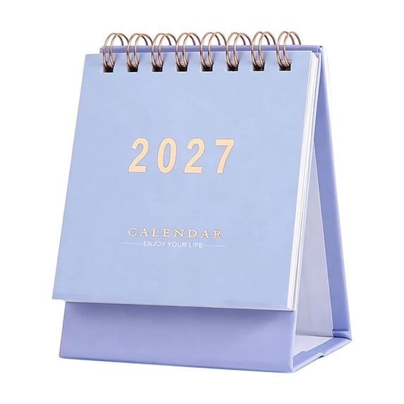 2027 Desk Calendar, Small Standing Monthly Calendar with Gold Print for Office Desk