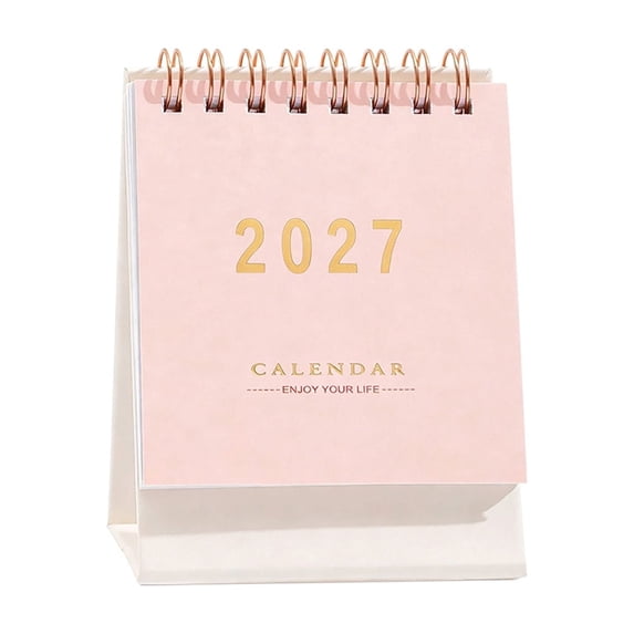 2027 Desk Calendar, Small Standing Monthly Calendar with Gold Print for Office Desk
