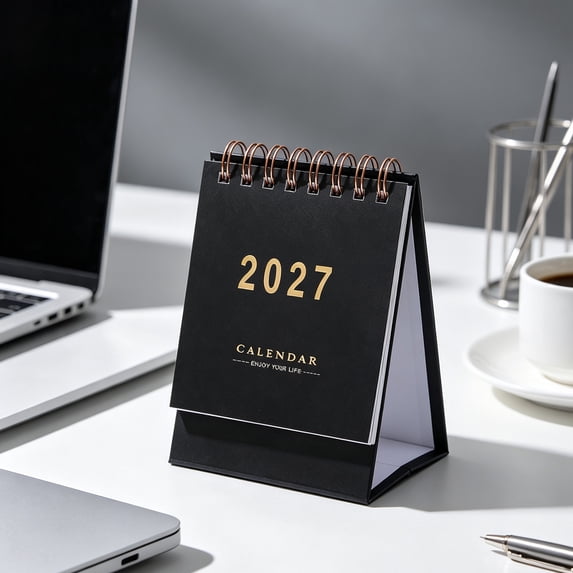 2027 Desk Calendar, Standing Monthly Desktop Calendar with Thick Paper and Foldable Stand, Compact Table Calendar for Office, Home, and School Planning