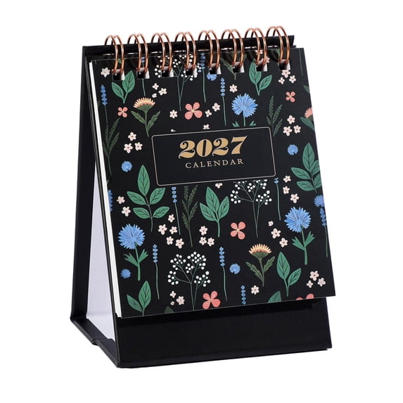 2027 English Desktop Calendar Mini Standing Flip Planner for Home Office School Monthly Schedule Organization(Black)