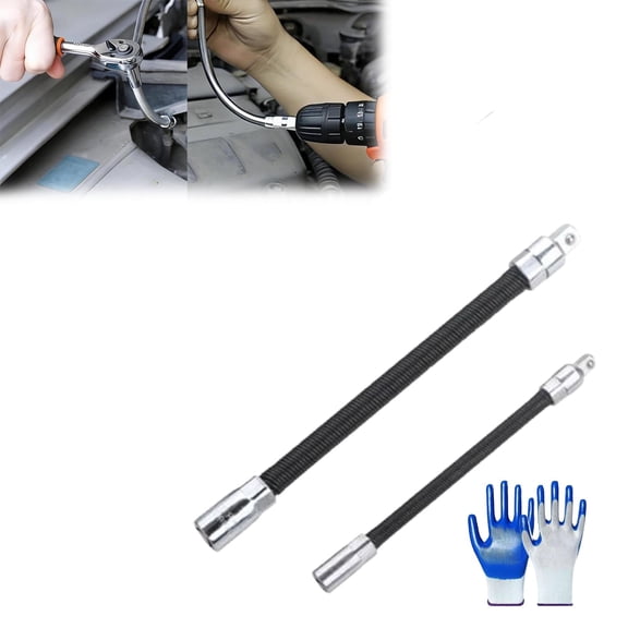 2027 Flexible Socket Extension Set, 1/4" 3/8" 1/2" Drive Universal Joint Extension Bar, 360° Bendable Wobble Extension, High Torque Spring Steel for Ratchet & Automotive Repair