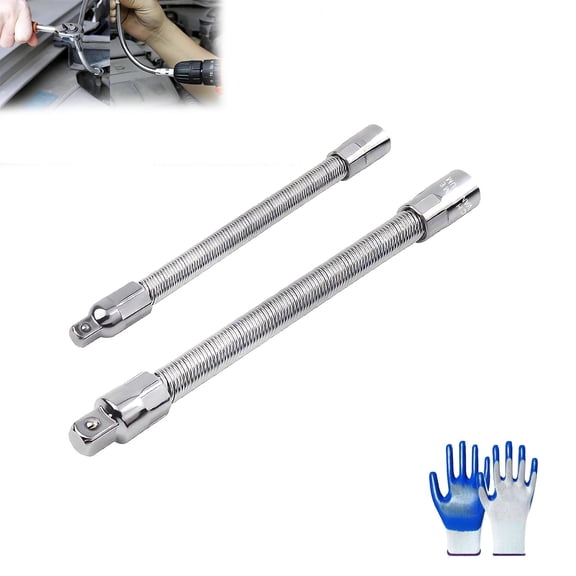2027 Flexible Socket Extension Set, 1/4" 3/8" 1/2" Drive Universal Joint Extension Bar, 360° Bendable Wobble Extension, High Torque Spring Steel for Ratchet & Automotive Repair