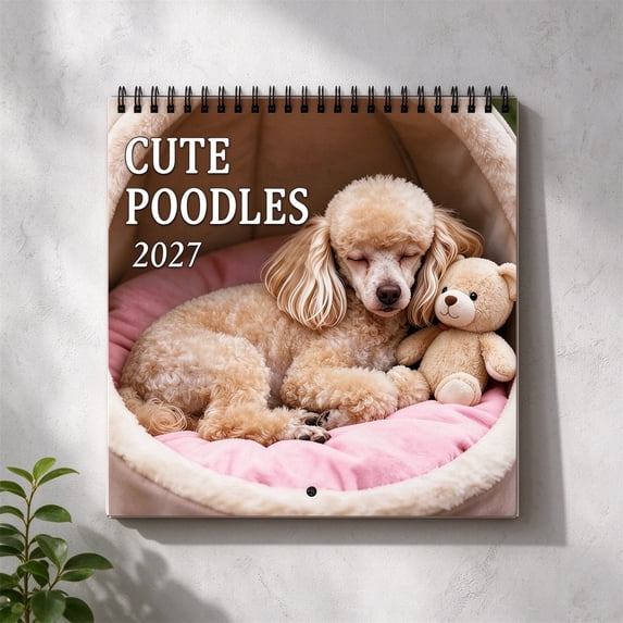 2027 Folding Poodle Wall Calendar, Dog Theme Date Planning Display, for ...