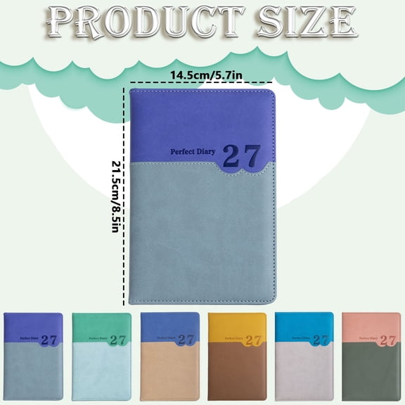 2027 Full Year Agenda Book Hardcover, A5 Daily Weekly Monthly Planners, Time Management Organizer Notebooks, Double-Sided Patchwork Diaries, Thick Smooth Writing Paper Journals,8.5×5.7 in,F