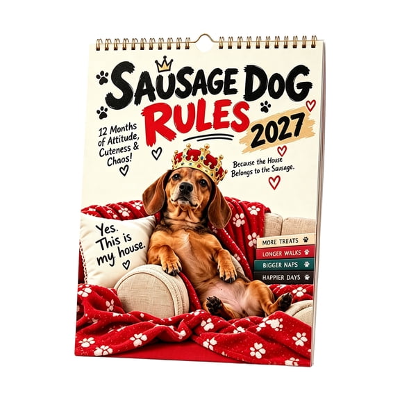 2027 Funny Dachshund Sausage Dog Wall Calendar, Wall Calendar 12 Month A4 Wiener Dog Monthly Calendar, Decorative Wall Planner, Warm Home Decor, Dog Lover Gift
