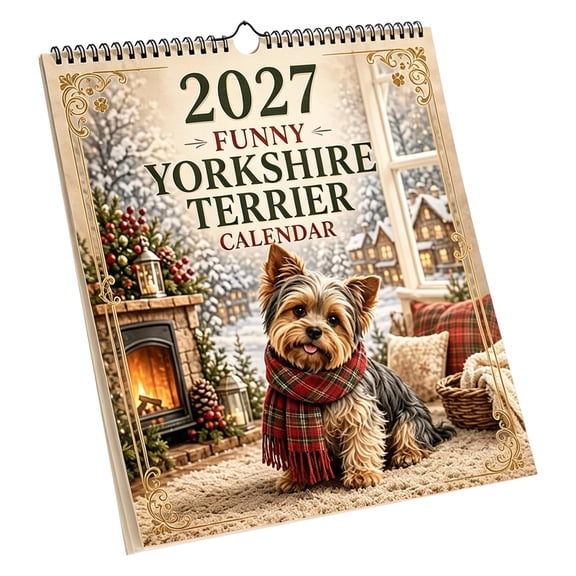 2027 Funny Yorkshire Terrier Wall Calendar, Funny Yorkie Dog Calendar, 12-Month Yorkshire Art Illustration A4 Hanging Calendar, Cute Yorkie Dog Themed Wall Planner for Home, Office