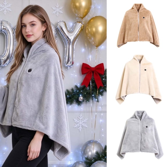 2027 Heated Shawl Wraps for Women, USB Wearable Blanket, Soft Light Gray Portable Travel Blanket for Home, Office, Travel