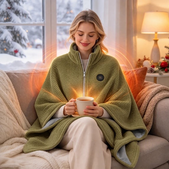 Usb A Point 2027 Heated Zip Up Blanket, New Heated Shawl Wraps for Women, USB ...