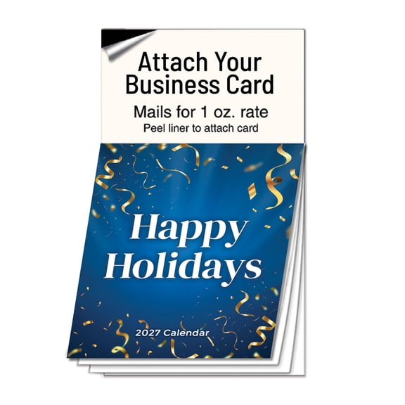 2027 Holiday Magnetic Tear-Off Calendar for Offices - Blue & Gold Ribbon, 100 Count