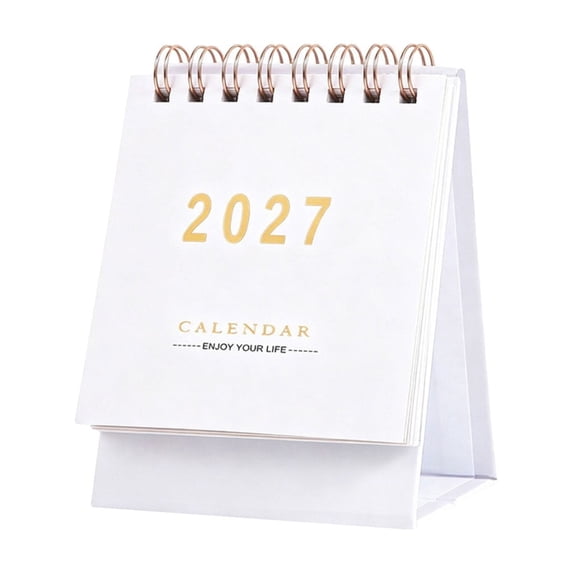 2027 Mini Desk Calendar, Small Desktop Calendar, Spiral Standing Desk Calendar, Portable English Daily Monthly Calendar, Tabletop Monthly Scheduler for Home & Office Table Decoration