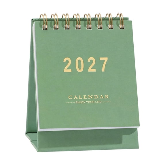 2027 Mini Desk Calendar, Small Desktop Calendar, Spiral Standing Desk Calendar, Portable English Daily Monthly Calendar, Tabletop Monthly Scheduler for Home & Office Table Decoration