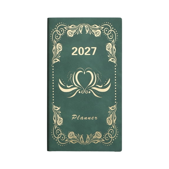 2027 Mini Pocket Planner Calendar,6.85x3.77 Inch Time Management Plan Notebook,Portable Daily Notebook for Documenting Life,Green