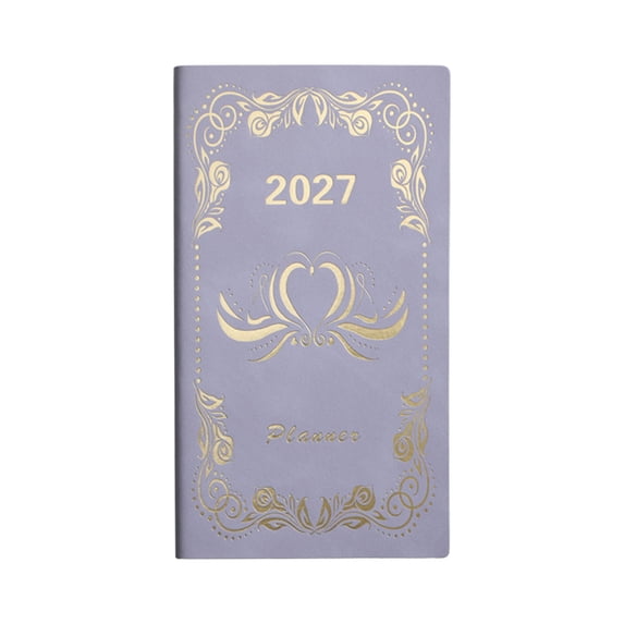 2027 Mini Pocket Planner Calendar,6.85x3.77 Inch Time Management Plan Notebook,Portable Daily Notebook for Documenting Life,Purple
