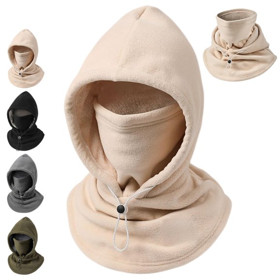 2027 New 3 in 1 Winter Hat, Fleece Double‑Layer Integrated Hat, 3-in-1 Face & Neck Gaiter, Unisex Winter Fleece Balaclava Hood, Adjustable Windproof Designed for Cycling, Skiing and Cold
