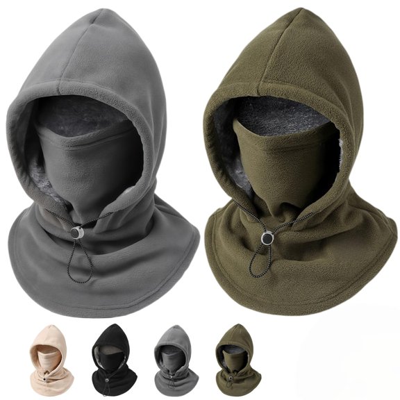 2027 New 3 in 1 Winter Hat, Fleece DoubleLayer Integrated Hat, 3-in-1 Face & Neck Gaiter, Unisex Winter Fleece Balaclava Hood, Adjustable Windproof Designed for Cycling, Skiing and Cold
