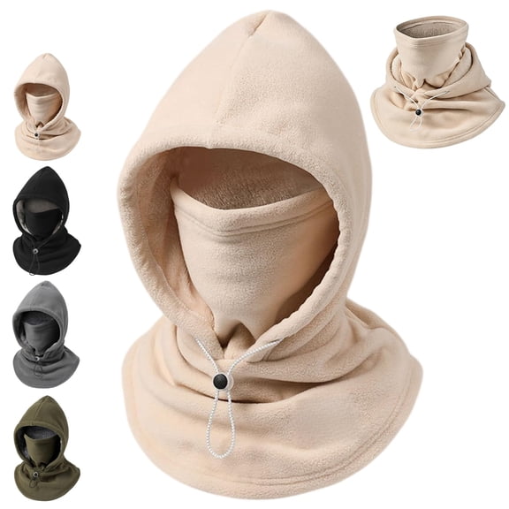 2027 New 3 in 1 Winter Hat, Fleece DoubleLayer Integrated Hat, 3-in-1 Face & Neck Gaiter, Unisex Winter Fleece Balaclava Hood, Adjustable Windproof Designed for Cycling, Skiing and Cold