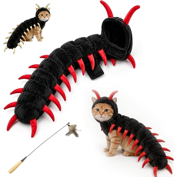 2027 New Centipede Cat Costume, 50'' 3D Halloween Pet Cosplay Outfit for Cats, Red Multi-Leg Character With Filled Body, Hook-And-Loop Fit For Parties, Photos, Pet Events
