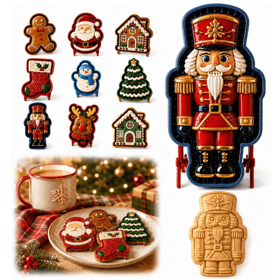 2027 New Christmas Mini Pie Molds, Embossed Hand Pie Maker for Baking, Reusable Holiday Pie Molds for Christmas Desserts, Santa Snowman Reindeer & Festive Shapes