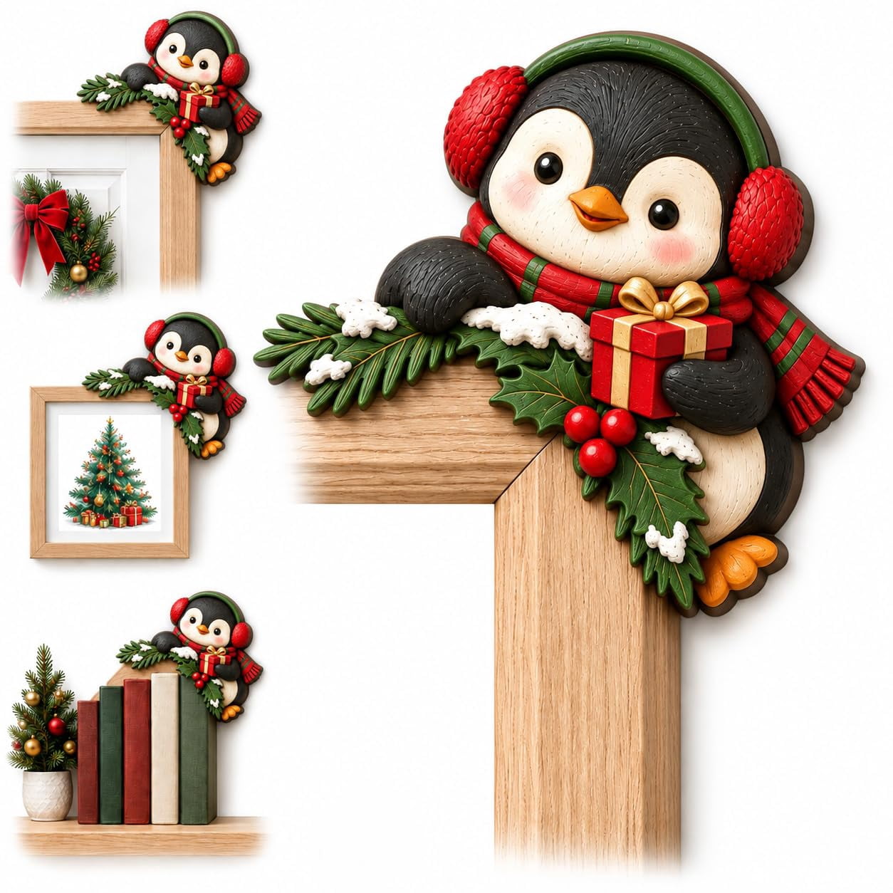 2027 New Christmas Peekaboo Door Frame Corner Decor,Wooden Holiday ...