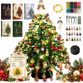 2027 New DIY Beaded Christmas Tree Kit, Handmade Mini Desk Xmas Bead Art, Create Your Own Sparkling Holiday Decorations, 3D Crystal Bead Christmas Tree Making Kit, Holiday Tabletop Decorations