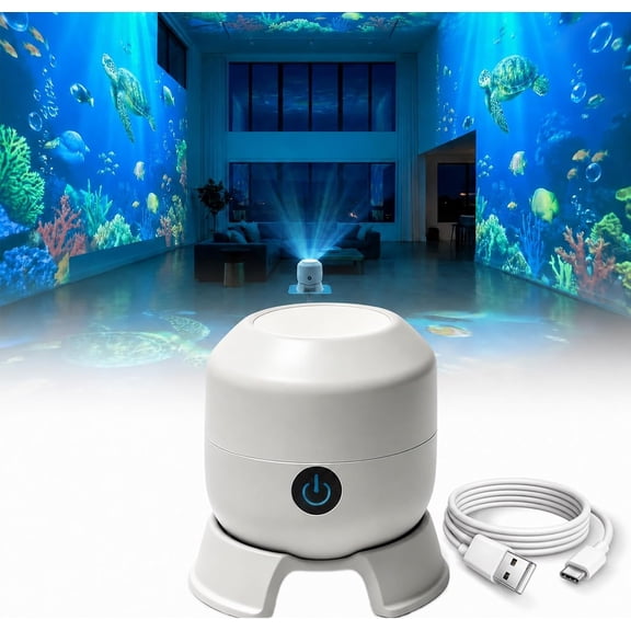 2027 New Dynamic Rotating LED Projector Light, 360° Ocean Wave Galaxy Night Light, Multi-Angle Base for Bedroom/Meditation/Home Theater Light