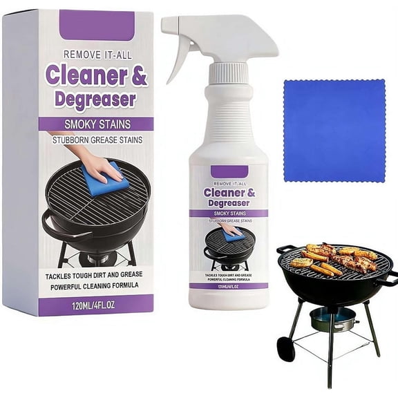 2027 New Fast-Acting Heavy-Duty Grill Degreaser Spray,120ML BBQ Grill Cleaner Spray for Outdoor Grills,Remove It All Cleaner and Degreaser,All Purpose Oven DegreaserCleaner for Stove Top, Grills