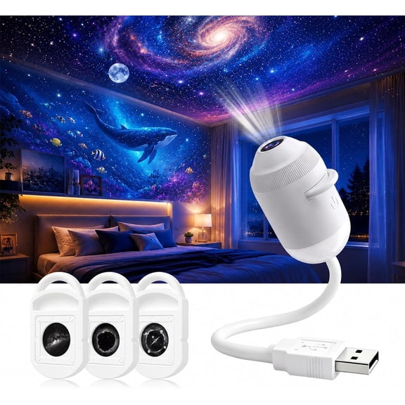 2027 New Galaxy Projector, Ocean Projector, Plug and Play Hd Star Projector, USB‑Powered 360° Adjustable Plug‑and‑Play LED Projection Lamp for Bedroom Ceiling Decor