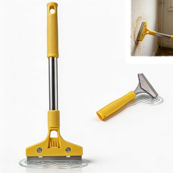2027 New Glass Tile Adhesive Remover Shovel, Wide Blade Razor Scraper with Extended Handle, Multi-purpose Scraper, Easy to Use, For Glass, Tile and Floor Surfaces (A)